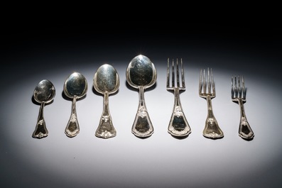 A German silver flatware service, 20th C.