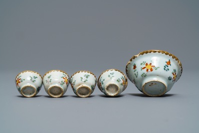 A collection of polychrome Dutch Delft miniature tea wares, 18th C.