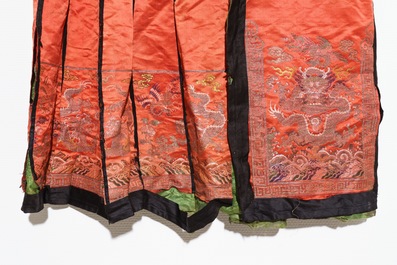 Two Chinese embroidered silk woman&rsquo;s clothes, 19th C.