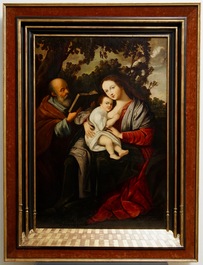 Suiveur de Hendrick van Balen, &eacute;cole anversoise: La sainte famille, huile sur panneau, 16/17&egrave;me