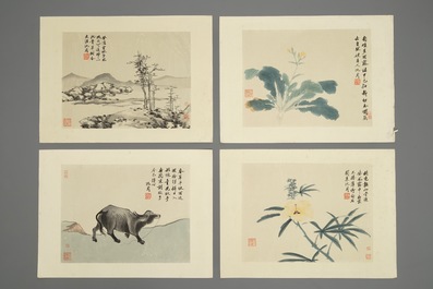 Tien polychrome drukken uit een album naar Shen Zhou (1427-1509), China, 1e helft 20e eeuw