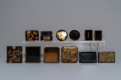 Six Japanese lacquer boxes and covers, Meiji/Showa, 19/20th C.