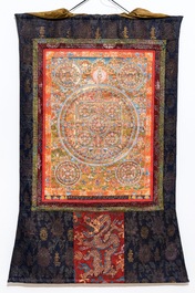 Un grand thangka 'mandala' &agrave; inscription et au dos d&eacute;cor&eacute;, Tibet, 19&egrave;me