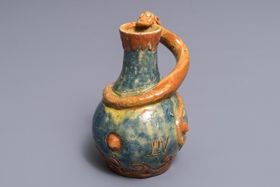 Un vase Art Nouveau en poterie flamande &agrave; d&eacute;cor d'un dragon, Leo Maes Vereenoghe, Torhout, 1891-1909