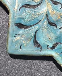 A Lajvardina-glazed star-shaped turquoise ground tile, Kashan, Iran, 13th C.