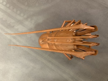 A Japanese copper 'jizai' okimono lobster, signed Myochin, Showa, 20th C.