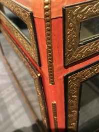 A Chinese Straits or Peranakan market gilded and lacquered wood altar box on stand and a table display, 19th C.