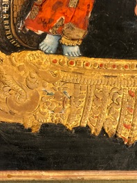 Thanjavur school, South India: Vishnu resting on Ananta-Shesha, pigment and gold leaf on cloth, 19/20th C.