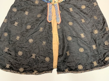 Two Chinese embroidered silk woman&rsquo;s clothes, 19th C.