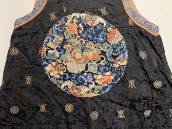 Two Chinese embroidered silk woman&rsquo;s clothes, 19th C.