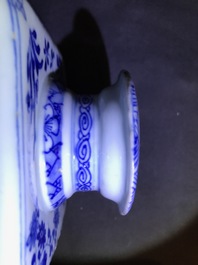 A pair of Chinese blue and white 'Long Eliza' square tea caddies, Yu mark, Kangxi