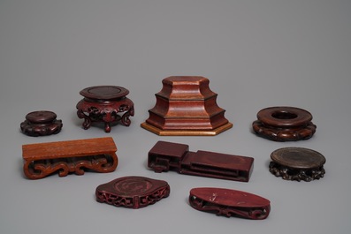 A collection of Chinese wooden stands, 19/20th C.