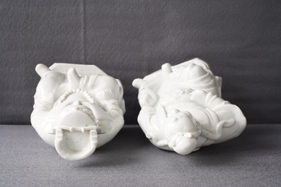 Deux figures de Guandi et Zhenwu en porcelaine blanc de Chine de Dehua, 18/19&egrave;me