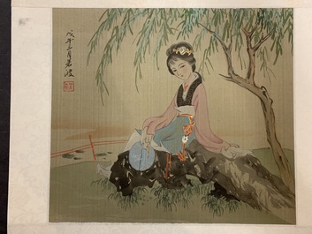 Fifteen various Chinese drawings for fans and illustrations, 20th C.