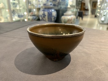 A Chinese silver-mounted Jian 'hare's fur' bowl, Song