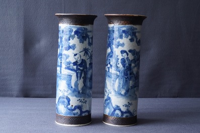 Four Chinese blue and white vases, 19th C.
