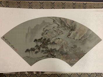 Quinze dessins d'&eacute;ventails et illustrations &agrave; l'encre de Chine et polychromie, 20&egrave;me