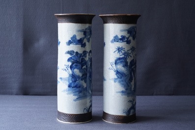 Vier Chinese blauwwitte vazen, 19e eeuw