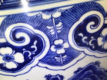 A massive Chinese blue and white fish bowl, 19th C.