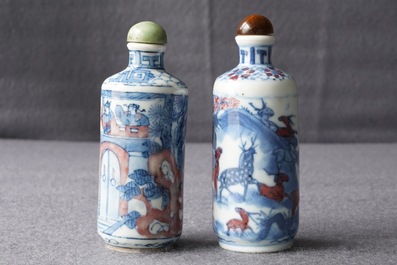 Quatre tabati&egrave;res en porcelaine de Chine et verre, 19/20&egrave;me