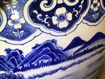 A massive Chinese blue and white fish bowl, 19th C.