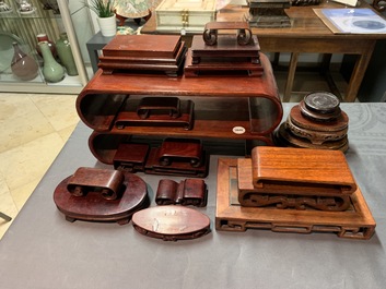 A collection of Chinese wooden stands, 19/20th C.