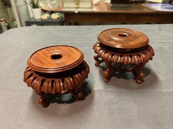 A collection of Chinese wooden stands, 19/20th C.
