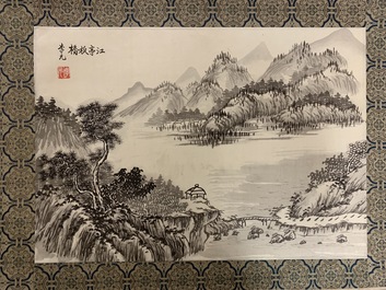 Quinze dessins d'&eacute;ventails et illustrations &agrave; l'encre de Chine et polychromie, 20&egrave;me