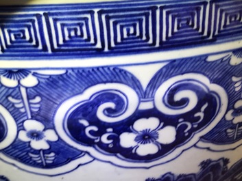 A massive Chinese blue and white fish bowl, 19th C.