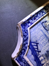 A Dutch Delft blue and white 'maritime subject' plaque, 18th C.