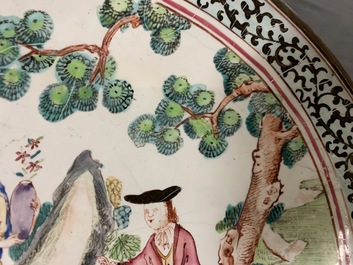 A Chinese Canton enamel &lsquo;European subject&rsquo; plate, Qianlong
