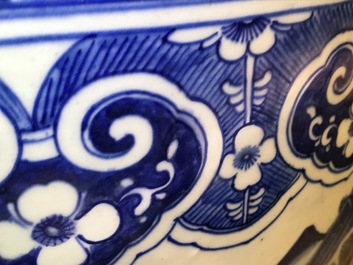 A massive Chinese blue and white fish bowl, 19th C.