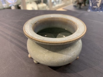 A Chinese junyao tripod censer, probably Ming