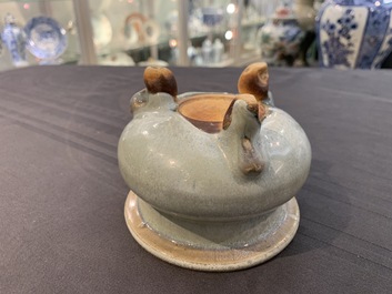 A Chinese junyao tripod censer, probably Ming