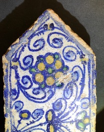 Four maiolica tiles from the chapel of F&egrave;re-en-Tardenois, Guido Andries workshop, Antwerp, ca. 1530