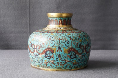 A Chinese cloisonn&eacute; vase, Qianlong mark, 19/20th C.