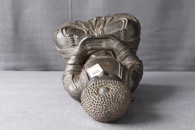 A Chinese gilt-lacquered bronze figure of Amithaba Buddha, Ming