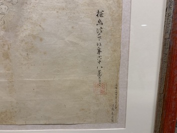 Kondo Harumasa (Japan, 19th C.): Three dancing boys, watercolour and ink on paper, Edo, 19th C.