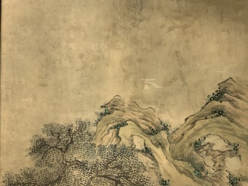 Chinese school: A view on the spring palace, 16/17th C. and 'Guanyin with servants', 19th C.