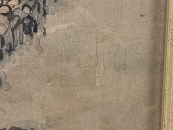 Chinese school: Zicht op het lentepaleis, 16/17e eeuw en 'Guanyin met dienaars', 19e eeuw