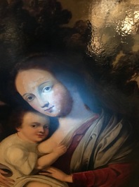 Suiveur de Hendrick van Balen, &eacute;cole anversoise: La sainte famille, huile sur panneau, 16/17&egrave;me