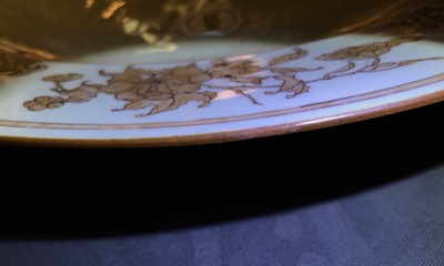 A Chinese famille rose armorial dish for the Dutch market, arms of Tuineman, Yongzheng