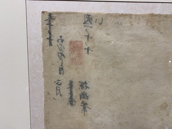 Kondo Harumasa (Japan, 19th C.): Three dancing boys, watercolour and ink on paper, Edo, 19th C.