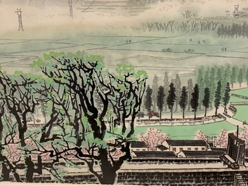 Bai Xueshi (1915-2011) en Hou Dechang (1934): Zicht op de Chinese muur, inkt en kleur op papier, gedat. 1974