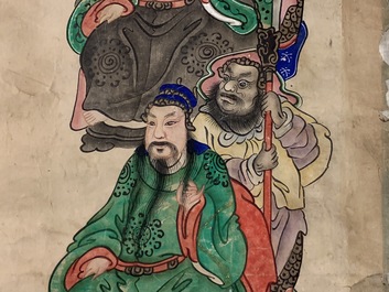 Ecole chinoise: Image du palais du printemps, 16/17&egrave;me et 'Guanyin aux servants', 19&egrave;me