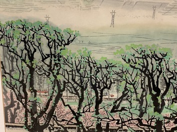 Bai Xueshi (1915-2011) et Hou Dechang (1934): Une vue sur la muraille de Chine, encre et couleur sur papier, dat&eacute;e 1974