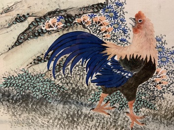 Chinese school: Birds among flowering branches, ink and watercolour on silk, 18/19th C.