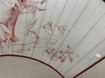 Zhu Gun: The mythological figure Zhong Kui, watercolour on paper fan, dated 1933