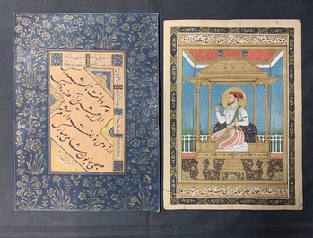 Acht islamitische en Perzische miniaturen en geschriften, Iran en India, 19/20e eeuw