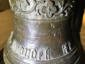 A Flemish bronze bell inscribed: 'Cast in Bruges by F. Brondel', 19th C.